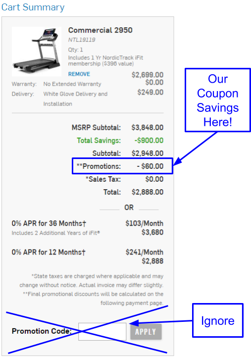 NordicTrack Commercial 2950 Coupons and Promo Codes